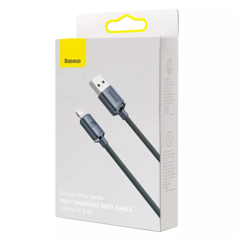 Baseus Crystal Shine USB į Lightning laidas, 2,4A, 2m (juodas)