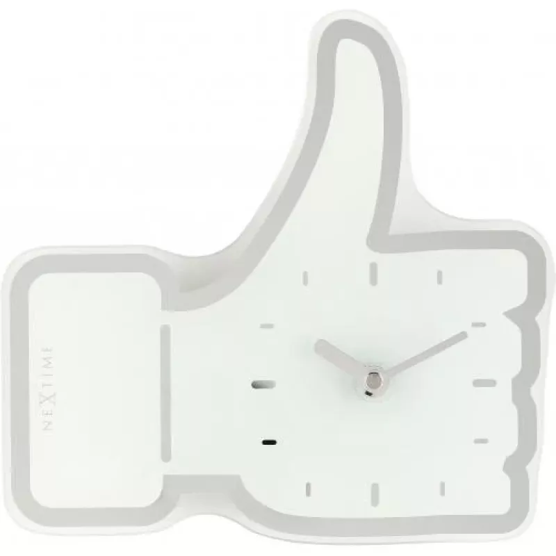 NeXtime klok 5185wi Mini Thumbs Up, 20.5x21 cm, sieninis, baltas/sidabrinis