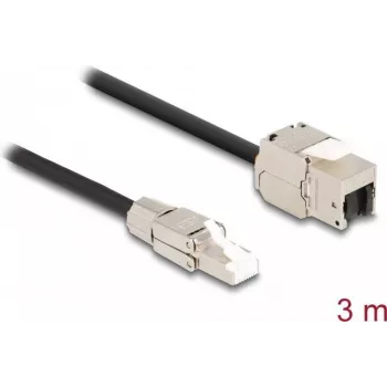 DeLOCK Laidas RJ45 kištukas lauko montavimui į Keystone modulį RJ45 lizdas Cat.6A 3 m