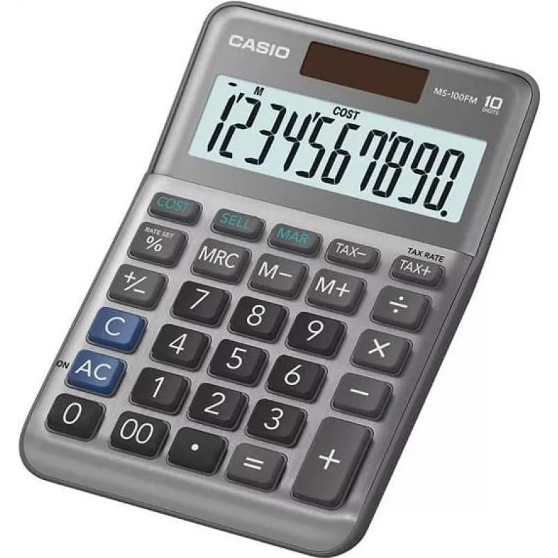 Pagrindinis skaičiuotuvas Casio MS-100FM, 10 skaitmenų, pilka