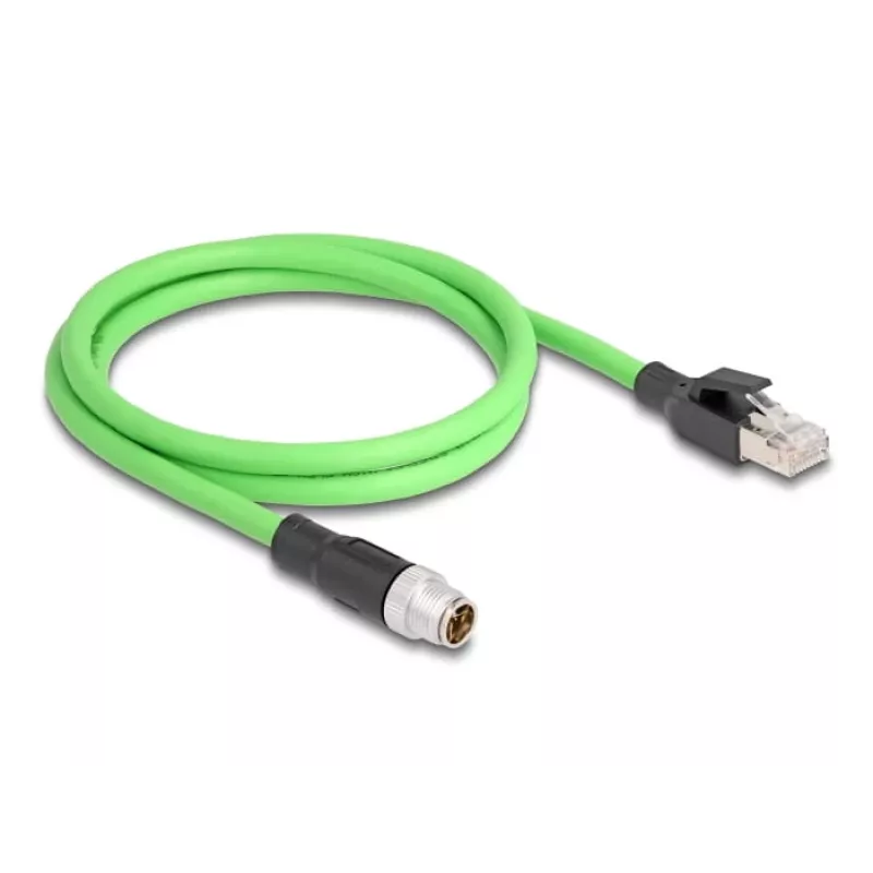 Tinklo kabelis DeLOCK M12 X-coded 8 kontaktų kištukas į RJ45 kištuką PUR (TPU) 1 m
