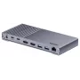 Dockinė stotelė Unitek USB4 40Gb/s 14‑in‑1 — USB-C, 3× USB 10Gbps, 2× USB 5Gbps, 2× HDMI, RJ45, PD su 120W maitinimo adapteriu
