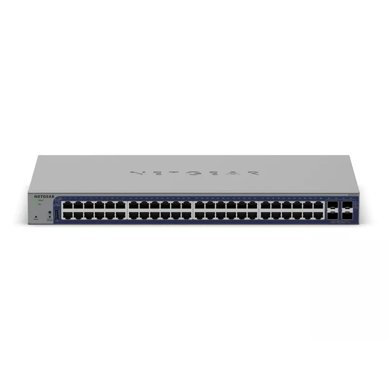 Valdomas Gigabit Ethernet jungiklis Netgear GS752TX, 48x RJ-45 10/100/1000, 10G palaikymas, 1U stovas, pilka