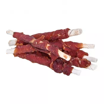 Šunų skanėstai PETITTO Duck Kebab 500 g — minkšti mokymo kąsneliai su antiena