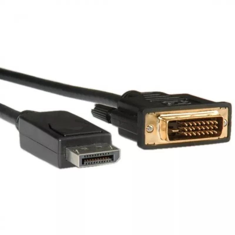 ROLINE vaizdo kabelis DisplayPort (vyriškas) – DVI-D (vyriškas) 1 m (DisplayPort 1.1) su fiksavimo varžtais, juodas (11.04.5771)