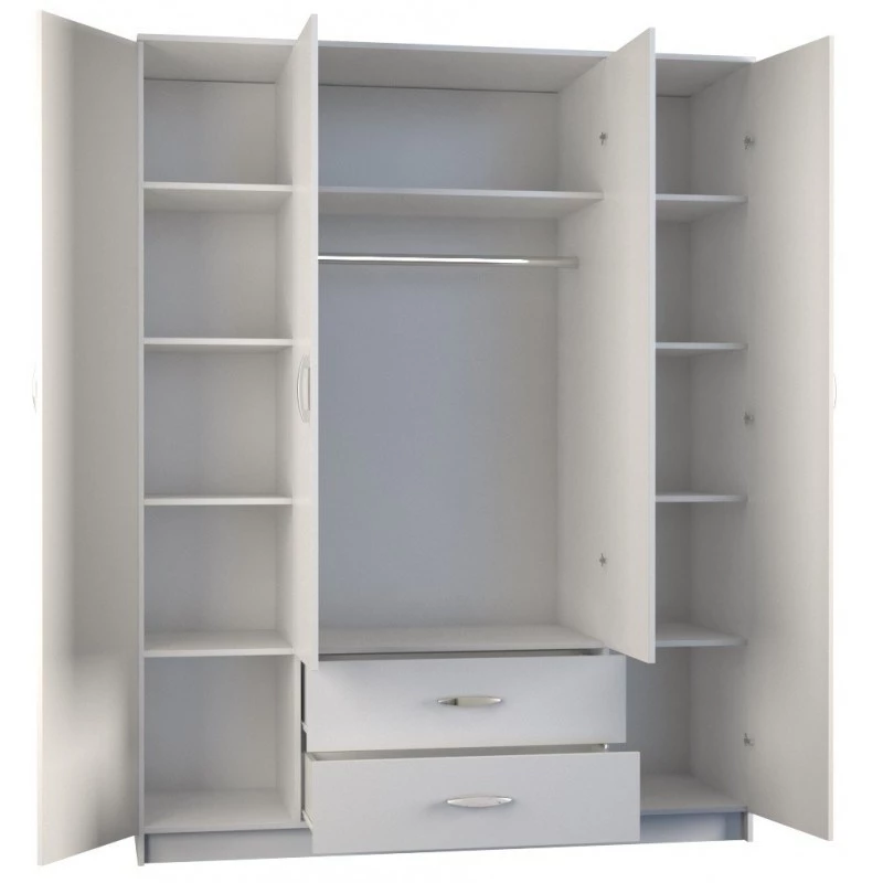 Topeshop ROMANA 160 BIEL KPLB bedroom wardrobe/closet 11 shelves 4 durelės(s) baltas