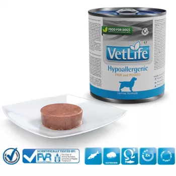 FARMINA Vet Life Canine Hypoallergenic Fish&Potato – šlapias ėdalas suaugusiems šunims 300 g