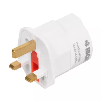 Maitinimo adapteris IBOX iaukeu su keičiamais kištukais UK (G tipas) ir EU (E tipas), 100–240V 50/60Hz, 7,5A, baltas