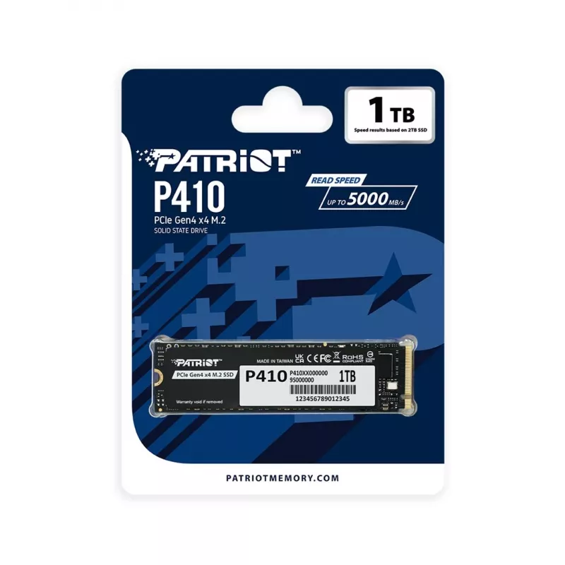 Kietojo disko SSD PATRIOT P410 1 TB M.2 NVMe, 5000 MB/s, 1000 GB
