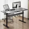 Ergo Office stalas su reguliuojamu aukščiu, dujine spyruokle, sėdimam ir stovimam darbui, maksimalus aukštis 115 cm, juodas