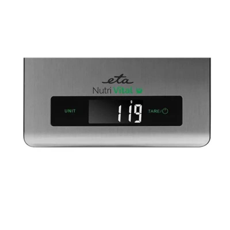 Elektrinės virtuvinės svarstyklės ETA Nutri Vital Metallic Rectangle – 5 kg, 1 g tikslumas, LCD ekranas