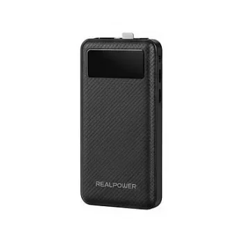 Power bankas RealPower PB-10000 Plus 10 000 mAh 20W 2×USB-A 1×USB-C juodas