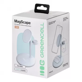 GREEN CELL INDUCTIVE CHARGER MAGSCAPE WHITE belaidis 3 viename įkroviklis