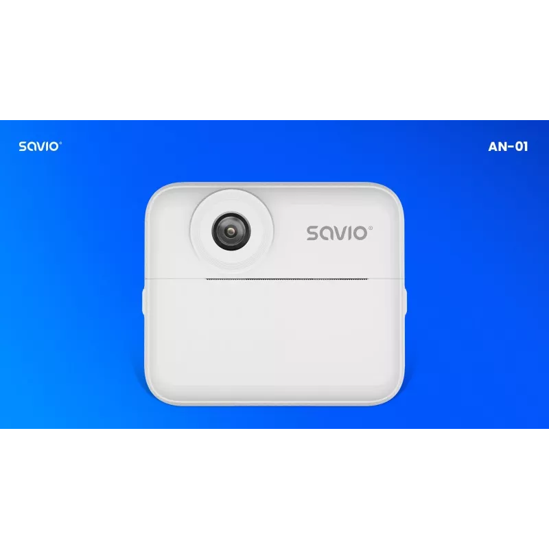 Momentinė spausdinimo kamera SAVIO AN-01 vaikams, balta, 2,4 colio LCD, MicroSDHC iki 32 GB, USB-C, 1200 mAh baterija