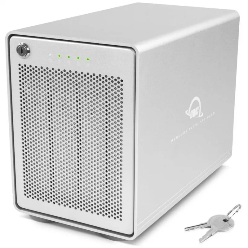 Mercury Elite Pro Quad, sidabrinė diskų dėžė, USB 3.2 Gen 2, tinkama RAID