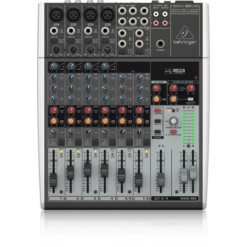 Behringer Xenyx 1204USB garso maišytuvas 12 kanalų Pilka