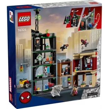 Konstruktorius LEGO Marvel rinkinys 76324 Žmogus voras prieš Oscorp, 808 dalių, 8 minifigūrėlės, nuo 10 metų