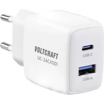 VOLTCRAFT VC-13082880 USB-C tipo įkroviklis patalpoms, 2 x USB, USB-C® lizdas (Power Delivery), 2.08 A