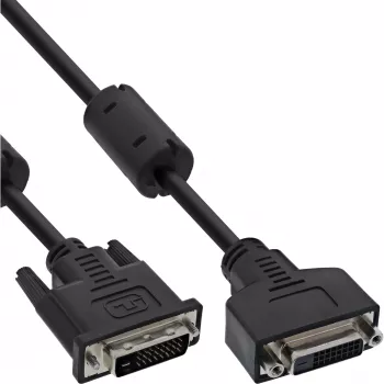 InLine DVI-D kabelis 24+1 M/F, Dual Link, 2 ferito žiedai, 3 m