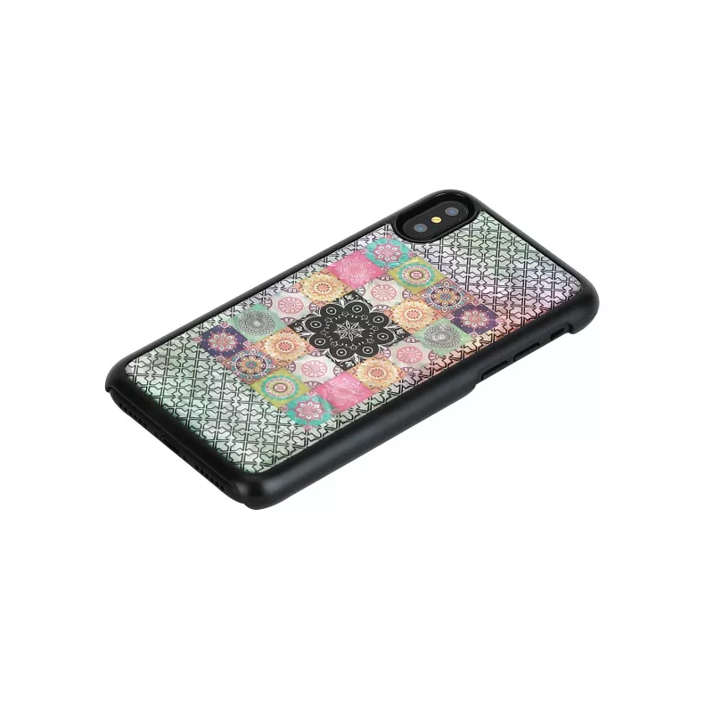 Dėklas iKins iPhone XS / XS S — Flower Garden dizainas, juodas