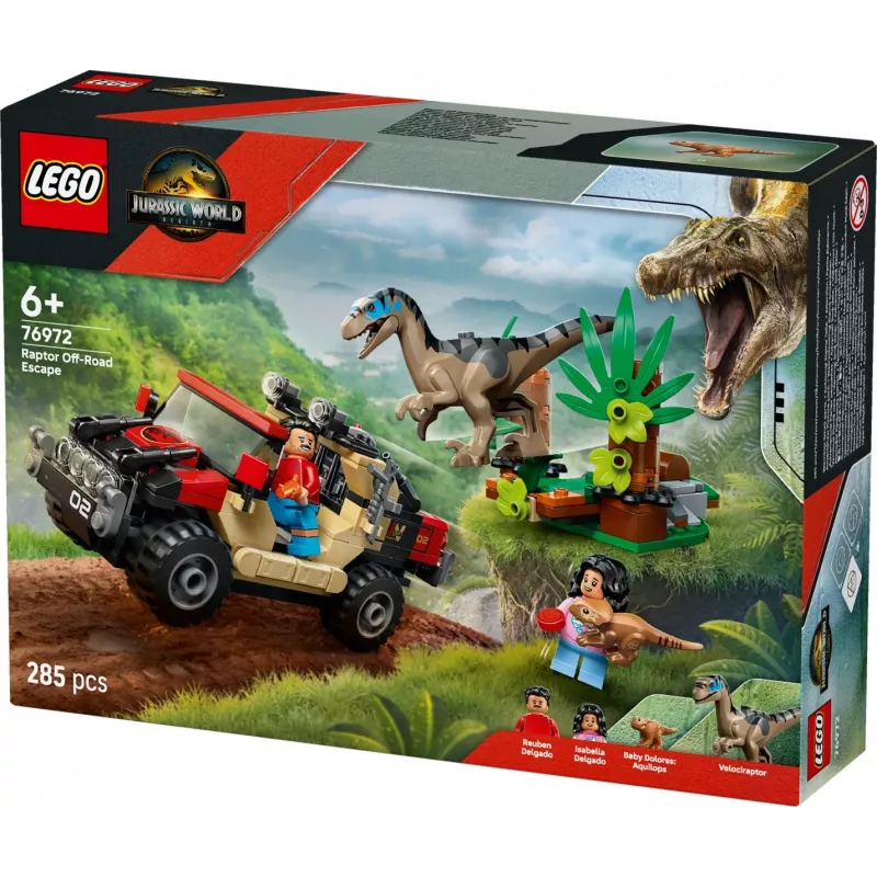 LEGO Jurassic World 76972 Raptor pabėgimas visureigiu, 285 dalių, 2 minifigūrėlės, nuo 6 metų