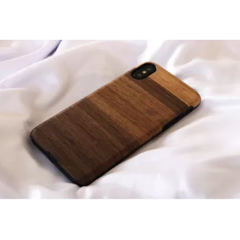 Dėklas iPhone X/XS iš medžio ir polikarbonato, fango juoda – man and wood