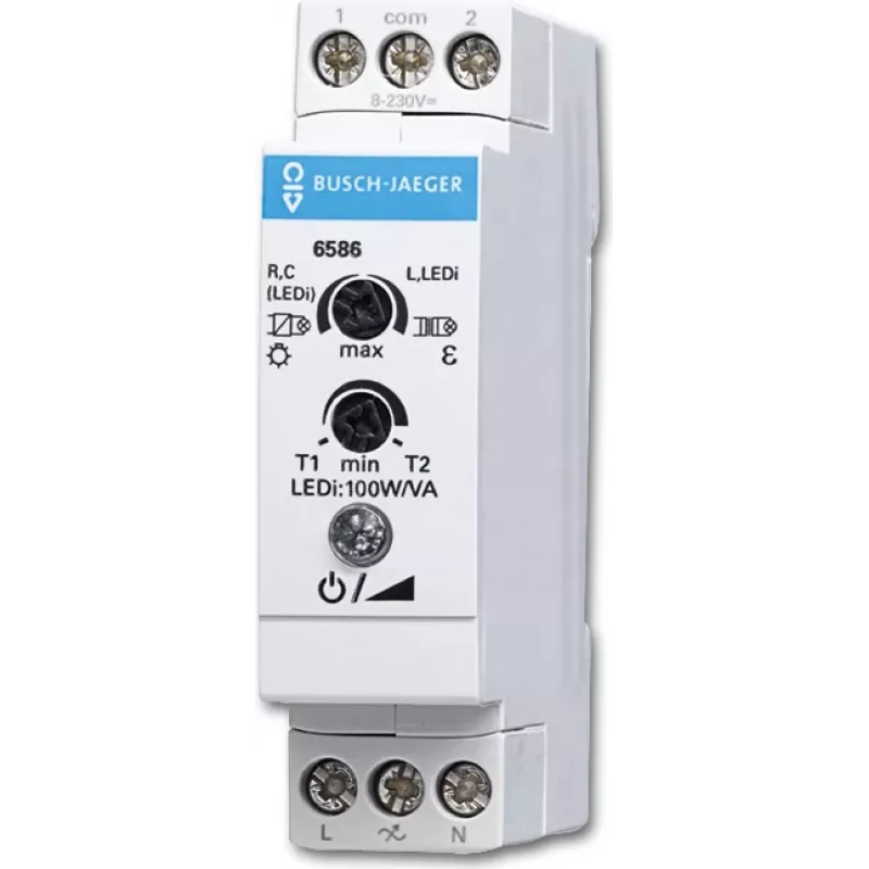 Busch-Jaeger 6586. Typ: Dimmer. Bauform: Montierbar, Produktfarbe: Weiß, Internationale Schutzart (IP-Code): IP20. AC Eingangsspannung: 230 V, AC Eing