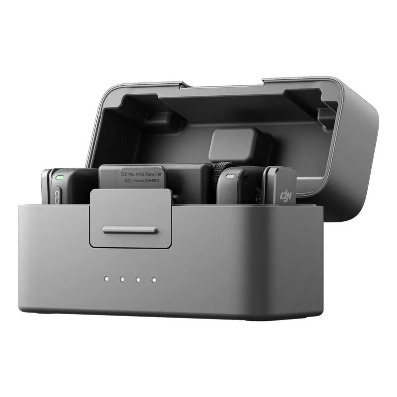 Belaidis mikrofonų rinkinys DJI Mic Mini (2 TX + 1 RX + Įkrovimo dėklas) - Tamsiai pilkas