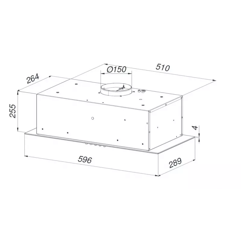 Įmontuojamas gartraukis MAAN Ares M 60, 596×289 mm, metalinis (aliuminio) riebalų filtras, 570 m³/h, 54–65 dB