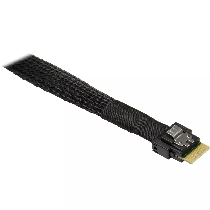 INTER-TECH vidinis skirstomasis kabelis SFF-8654-8i į 2× SFF-8654-4i, 70 cm