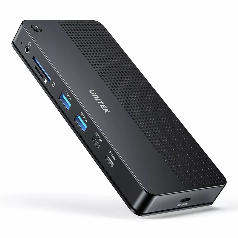 Docking stotelė UNITEK D1103A01 USB4 laidinė juoda 100W Power Delivery