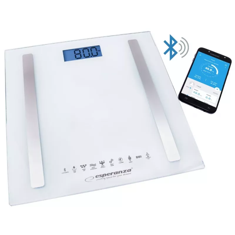 Esperanza EBS016W belaidės svarstyklės Square White asmeninės elektroninės svarstyklės