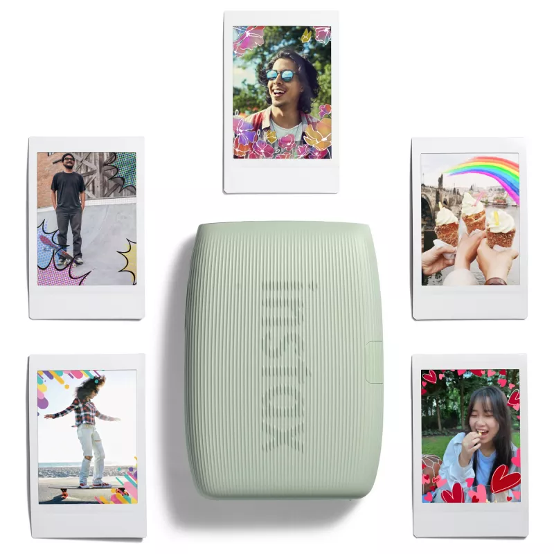 Momentinis spausdintuvas Fujifilm Instax Mini Link3 Šalavijų žalia – 800×600 DPI, spausdina 6,2×4,6 cm, Bluetooth, 0,21 kg