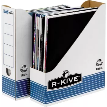 Fellowes archyvinis žurnalų dėklas R-Kive PRIMA, balta-mėlyna, pagamintas iš 100% perdirbto kartono, 100% perdirbamas (0026301)