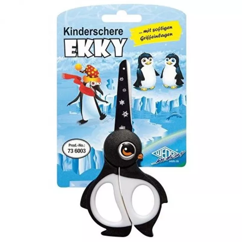 WEDO žirklės modelis 73 6003 – kanceliarinės, tiesaus pjovimo, vienaašmenės, 130 mm, juodos/baltos