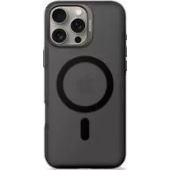 Dėklas Decoded iPhone 16 Pro Max – permatomas juodas, iš perdirbto plastiko, su grūdinto stiklo apsauga