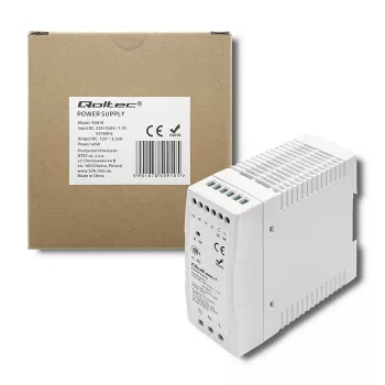 Qoltec maitinimo šaltinis bėgeliui DIN | 40W | 12V | 3,33A | Baltas | Plonas