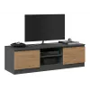 TV stovas Top e Shop RTV 120 ANTR/ARTIS — 1200×400×360 mm, antracito spalvos viršus ir rėmas, medžio drožlių plokštė, 2 lentynos