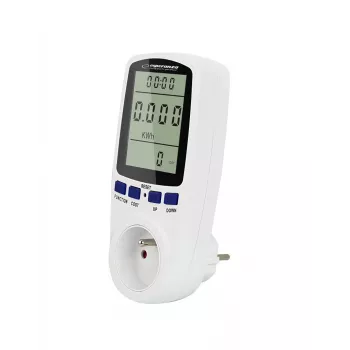 Energijos suvartojimo matuoklis ESPERANZA ELA103 su LCD ekranu – 16 A, 3680 W, 230 V, 50–60 Hz