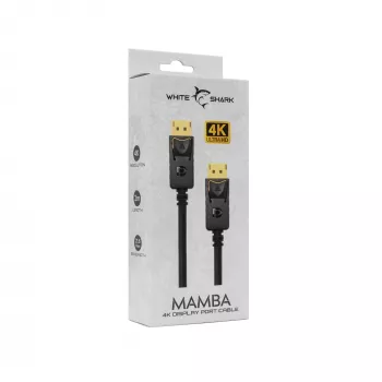 DisplayPort kabelis White Shark MAMBA 2m – 4K 60Hz, suderinamas su 2.0