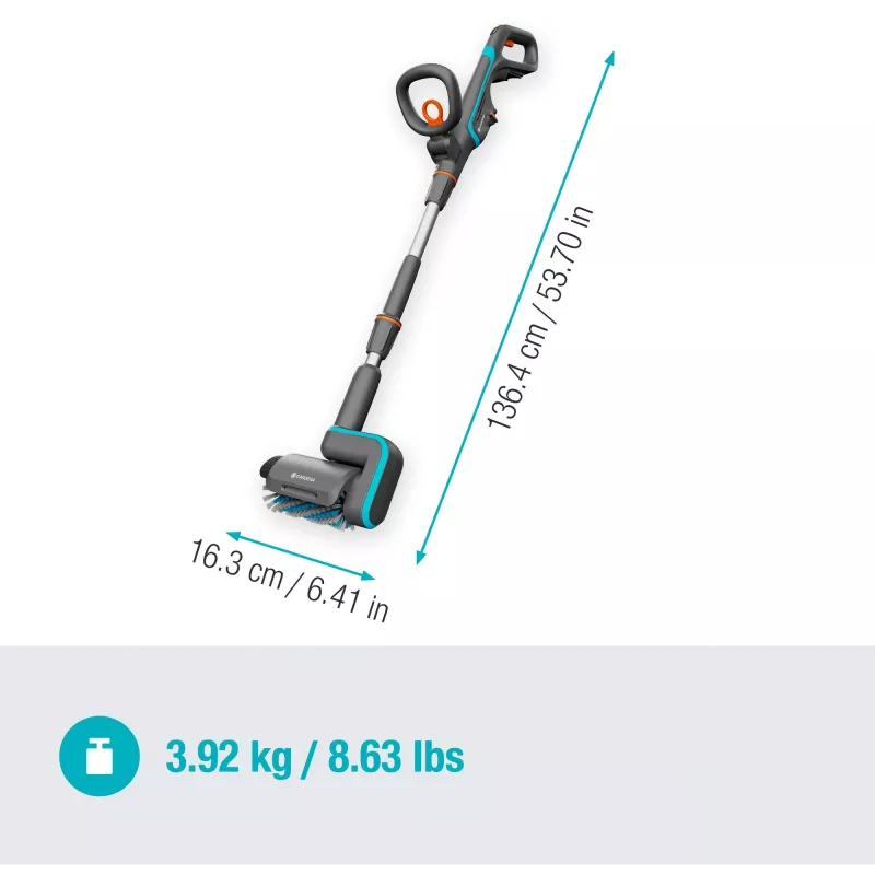 Akumuliatorinis kietų grindų valiklis AquaBrush Patio 18V P4A solo, pilkai/turquoise, be akumuliatoriaus ir įkroviklio, POWER FOR ALL ALLIANCE
