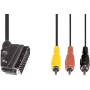 Vaizdo kabelio adapteris e+p VC 119 1,5 m SCART (21 kontaktų) 3 x RCA juodas
