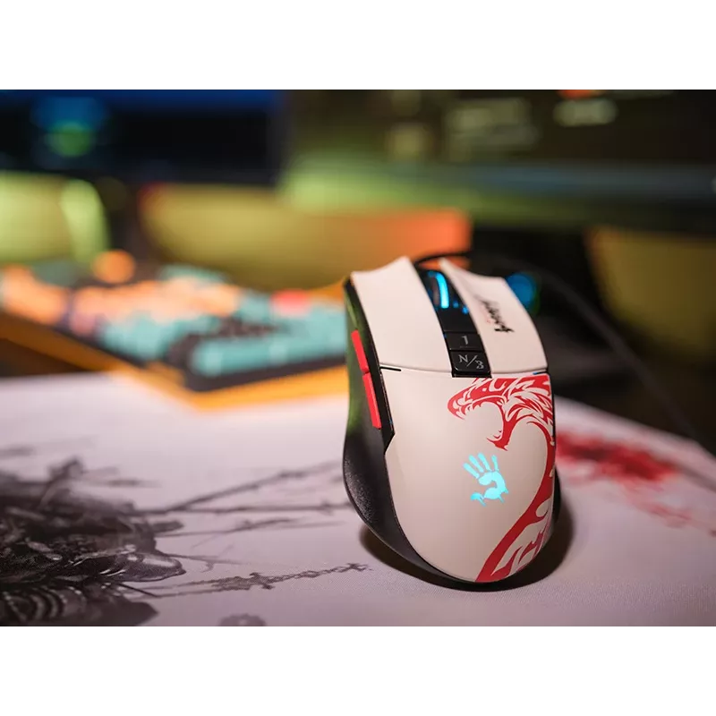 Laidinė žaidimų pelė A4Tech Bloody L65 MAX RGB 16000 DPI Ergonomiška dešinei rankai