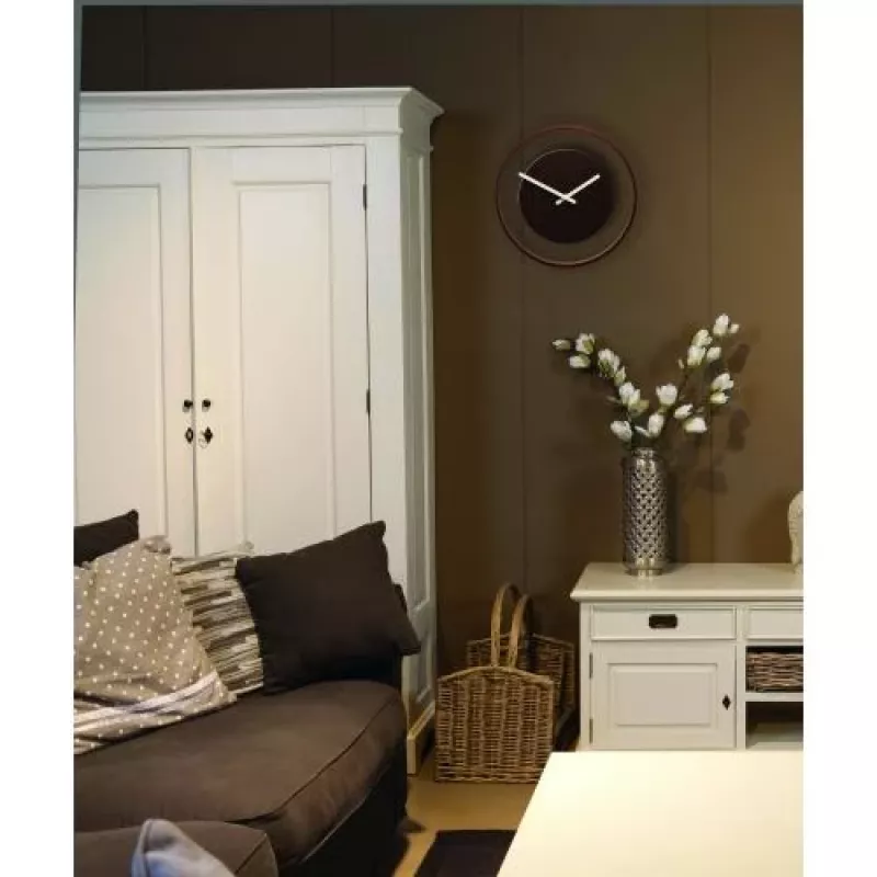 NeXtime Wood Loop sieninis laikrodis 3046br, Ø30 cm, tamsus medis