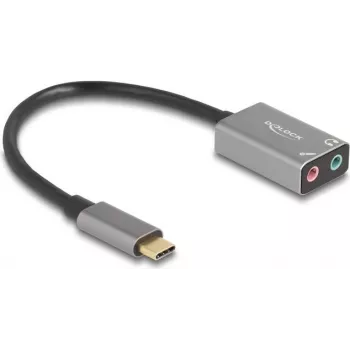 Išorinė USB garso kortelė DELOCK 67071 — 16 bitų, 48 kHz, 3,5 mm ausinės, aliumininis korpusas, 0,15 m laidas