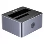 Docking stotelė Unitek 51642 2,5 colio/3,5 colio SATA diskams, USB-C 10Gbps, 2 lizdai, aliuminis
