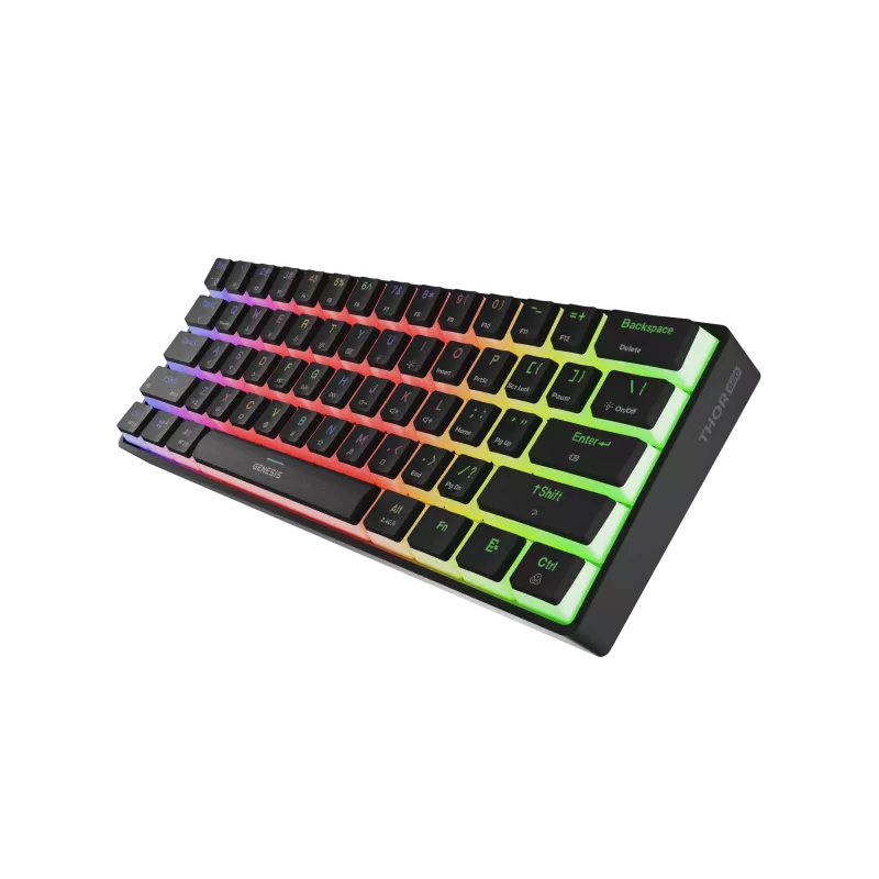 Žaidimų klaviatūra GENESIS THOR 660 G2 US juoda belaidė mechaninė RGB Gateron Brown