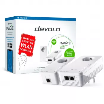 devolo Magic 2 WiFi next Powerline Starter Rinkinys: 1x devolo Magic 2 WiFi next adapteris, 1x devolo Magic 2 LAN adapteris