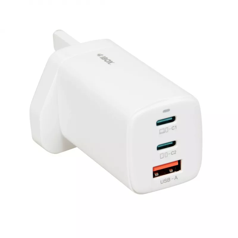 iBOX C-65 White, GaN 65W universalus įkroviklis su UK kištuku