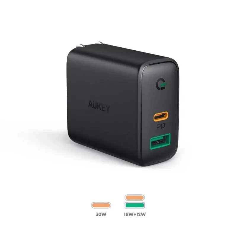Sieninis įkroviklis 2xUSB Power Delivery (1xUSB A + 1xUSB C) 5.4A 30W Dynamic Detect PA-D1